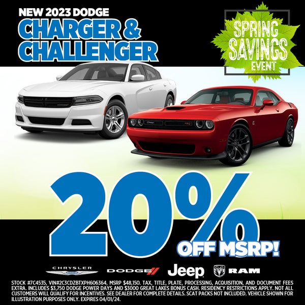 20% OFF MSRP 2023 Dodge Charger & Challenger