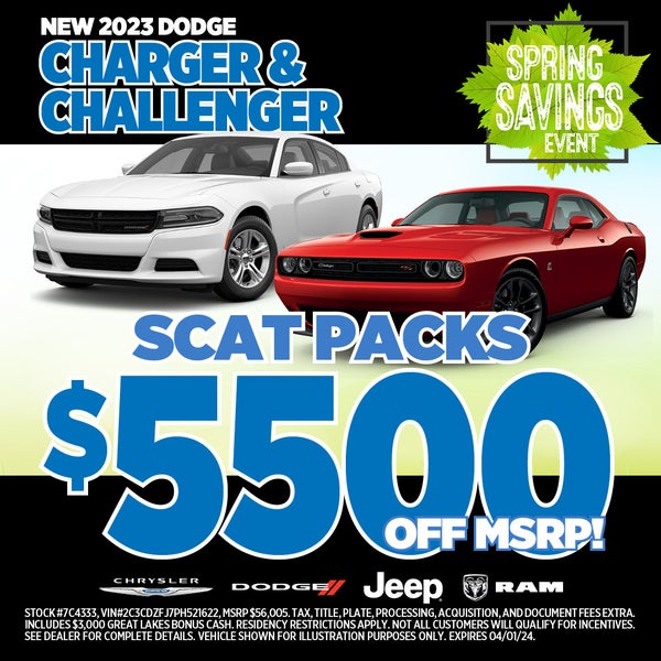 SCAT PACKS $5,500 OFF MSRP 2023 Dodge Charger & Challenger