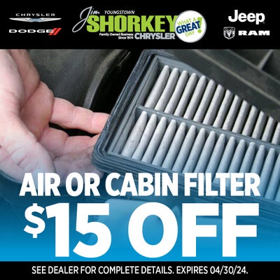 $15 OFF Air or Cabin filter